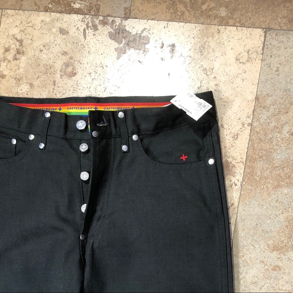 CASTEL BAJAC ITALY men black straight jeans 32